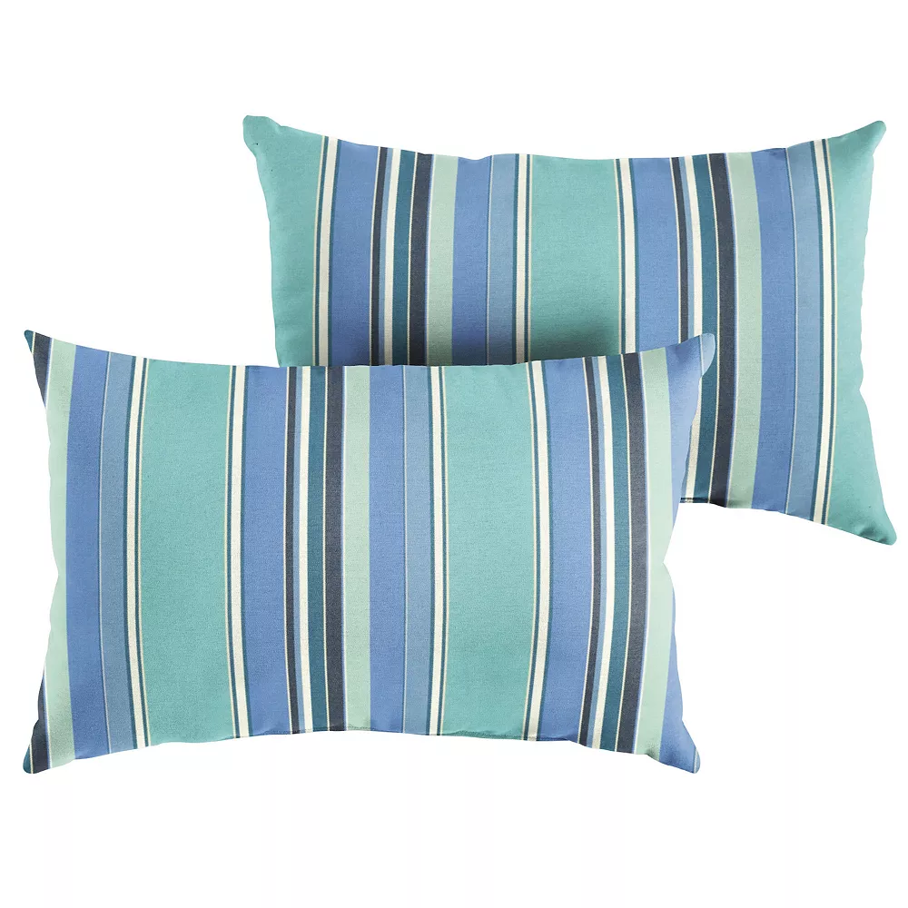 Outdoor Living And Style Set Of 2 Sunbrella Dolce Oasis Stripes Rectangular Indoor/Outdoor Lumbar Throw Pillows 24" 3 Outdoor Living And Style Set Of 2 Sunbrella Dolce Oasis Stripes Rectangular Indoor/Outdoor Lumbar Throw Pillows 24"