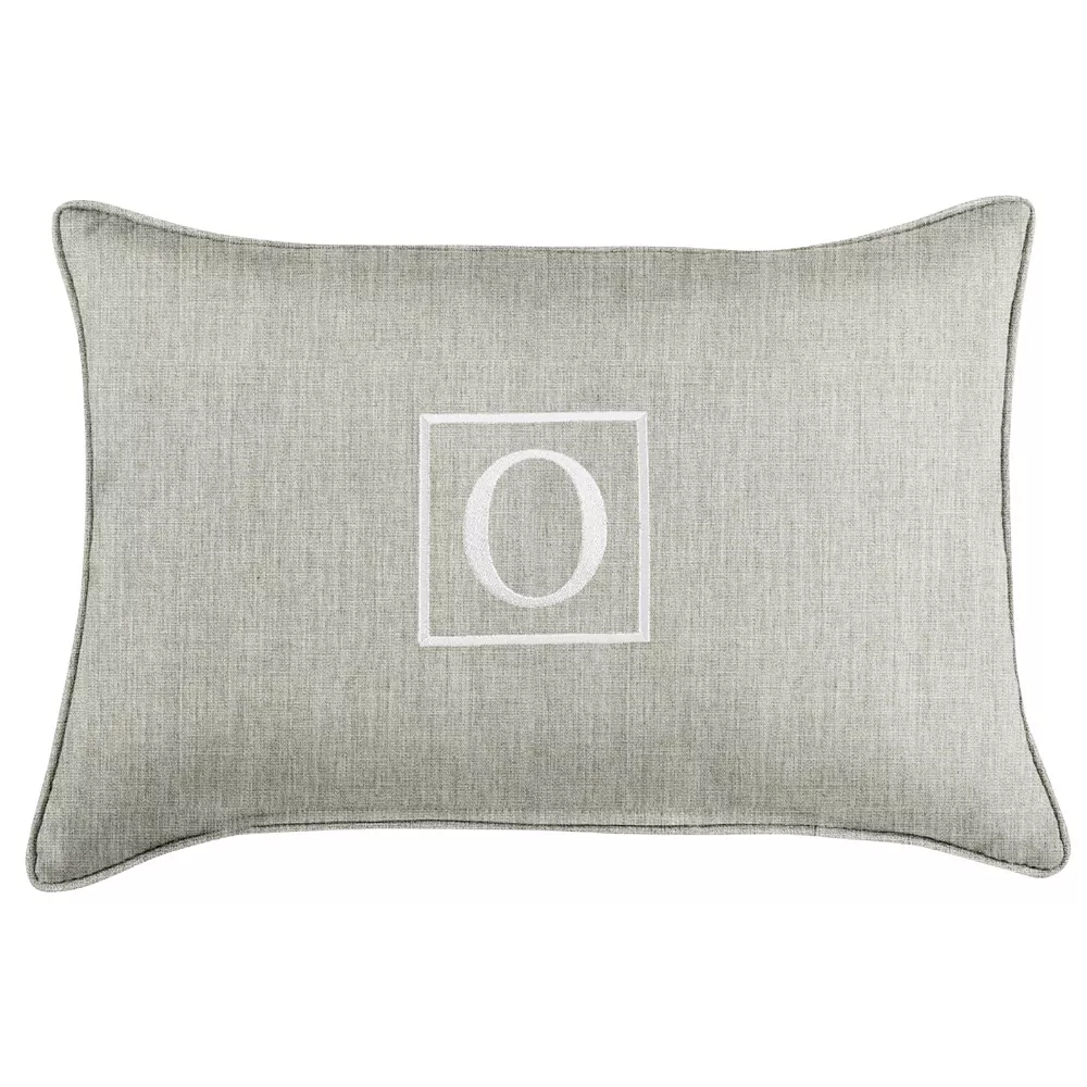 Outdoor Living And Style 20" Granite Gray And White Embroidered Monogram "O" Rectangular Lumbar Pillow 3 Outdoor Living And Style 20" Granite Gray And White Embroidered Monogram "O" Rectangular Lumbar Pillow