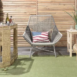 Mina Victory Wavy American Flag Reversible Stars Outdoor Throw Pillow -Safavieh Store 6214934 ALT3