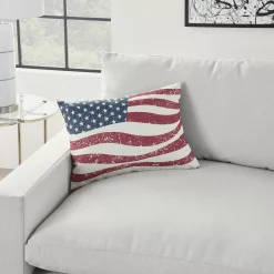 Mina Victory Wavy American Flag Reversible Stars Outdoor Throw Pillow -Safavieh Store 6214934 ALT4