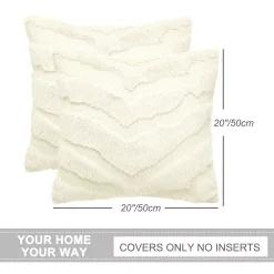 PiccoCasa Set Of 2 Faux Fur Zipper Soft Throw Square Pillow Covers For Couch Car 20"x20" -Safavieh Store 6239321 ALT3