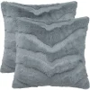 PiccoCasa Set Of 2 Faux Fur Zipper Soft Throw Square Pillow Covers For Couch Car 20"x20" -Safavieh Store 6239321 Blue Gray