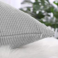 PiccoCasa Pillowcase Covers With Zipper Soft Corduroy Striped 2 Pcs 18"x18" -Safavieh Store 6239348 ALT3