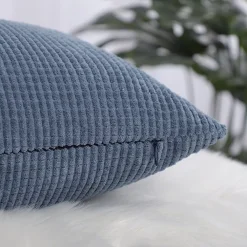 PiccoCasa 2 Pcs Throw Throw Pillow Covers With Zipper Fall Super Soft Corduroy Striped For Sofa Couch Bed 26"x26" -Safavieh Store 6239489 ALT3