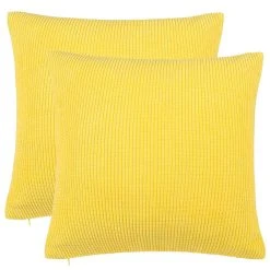 PiccoCasa 2 Pcs Throw Throw Pillow Covers With Zipper Fall Super Soft Corduroy Striped For Sofa Couch Bed 26"x26"
