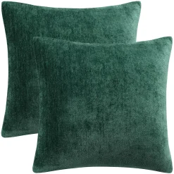 PiccoCasa Set Of 2 Soft Chenille Throw Pillow Covers Water Repellent 18"x18"