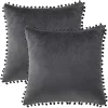 PiccoCasa 2 Pcs Throw Cushion Pillow Covers Square Solid Soft For Sofa Couch Bedroom Car 18"x18" -Safavieh Store 6239769 Dark Gray