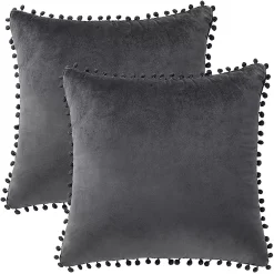 PiccoCasa 2 Pcs Throw Cushion Pillow Covers Square Solid Soft For Sofa Couch Bedroom Car 18"x18"