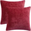 PiccoCasa Set Of 2 Chenille Throw Pillow Covers Water Repellent 16"x16" -Safavieh Store 6239808 Burgundy
