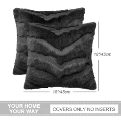 PiccoCasa Set Of 2 Faux Fur Throw Pillow Covers Soft 18"x18" -Safavieh Store 6240055 ALT3