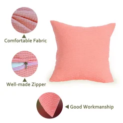 PiccoCasa Decorative Square Corduroy Throw Pillow Covers Throw Pillow 18 X 18 Inch Set Of 2 -Safavieh Store 6240252 ALT2