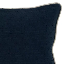 Benzara Textured Fabric Throw Pillow With Piping, Navy Blue -Safavieh Store 6306875 ALT3