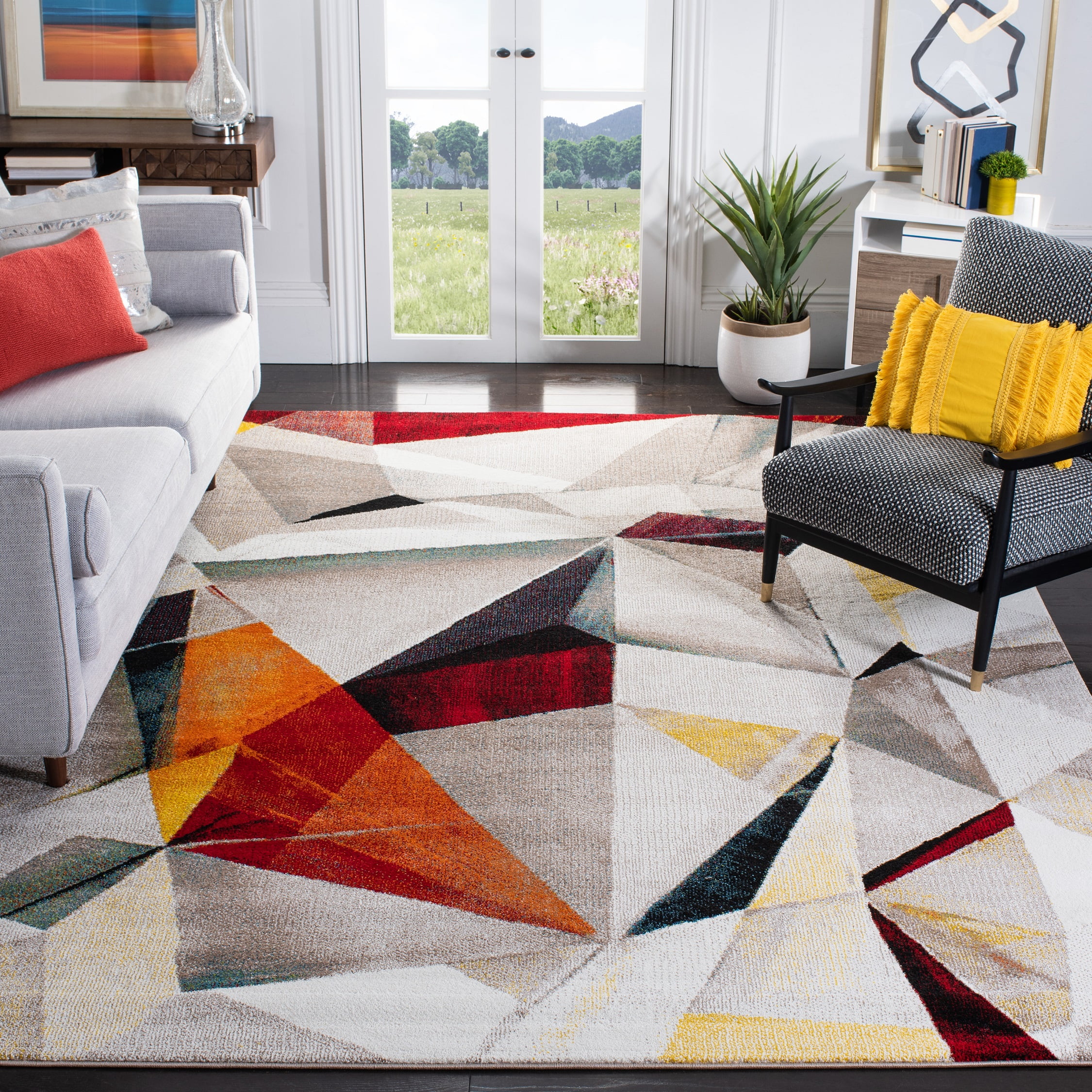 Safavieh Store -Safavieh Store SAFAVIEH Porcello Karenza Abstract Geometric Area Rug Light Grey Orange 8 x 10 e5eaa702 b155 4546 ac.c851b5896f3123ff6821cab0256987b4